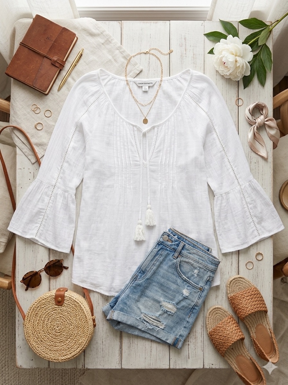 ✨ Boho Chic Counterparts White Peasant Blouse ✨
